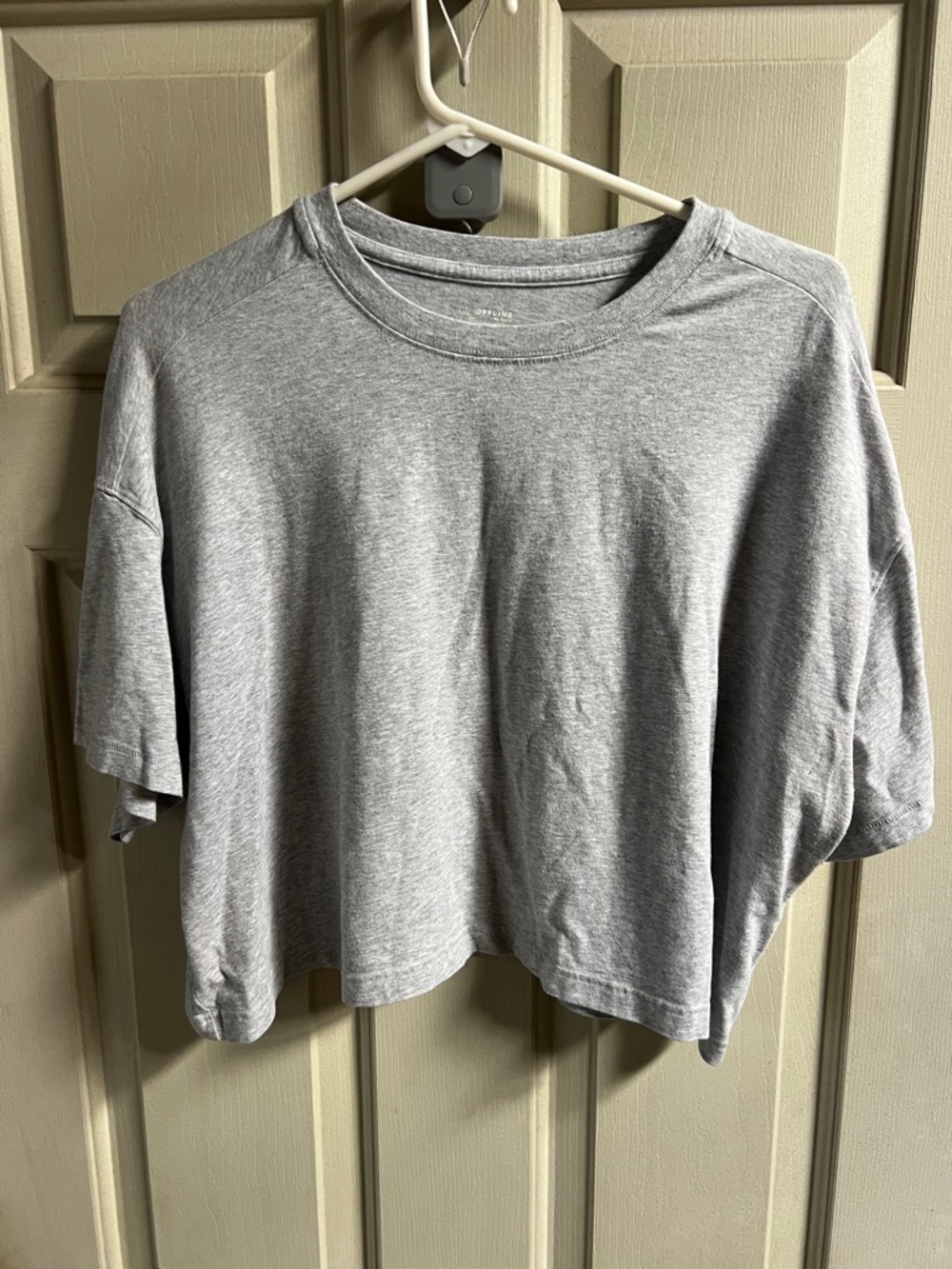 aerie Heather Gray Short-Sleeve Cropped Crew Tee